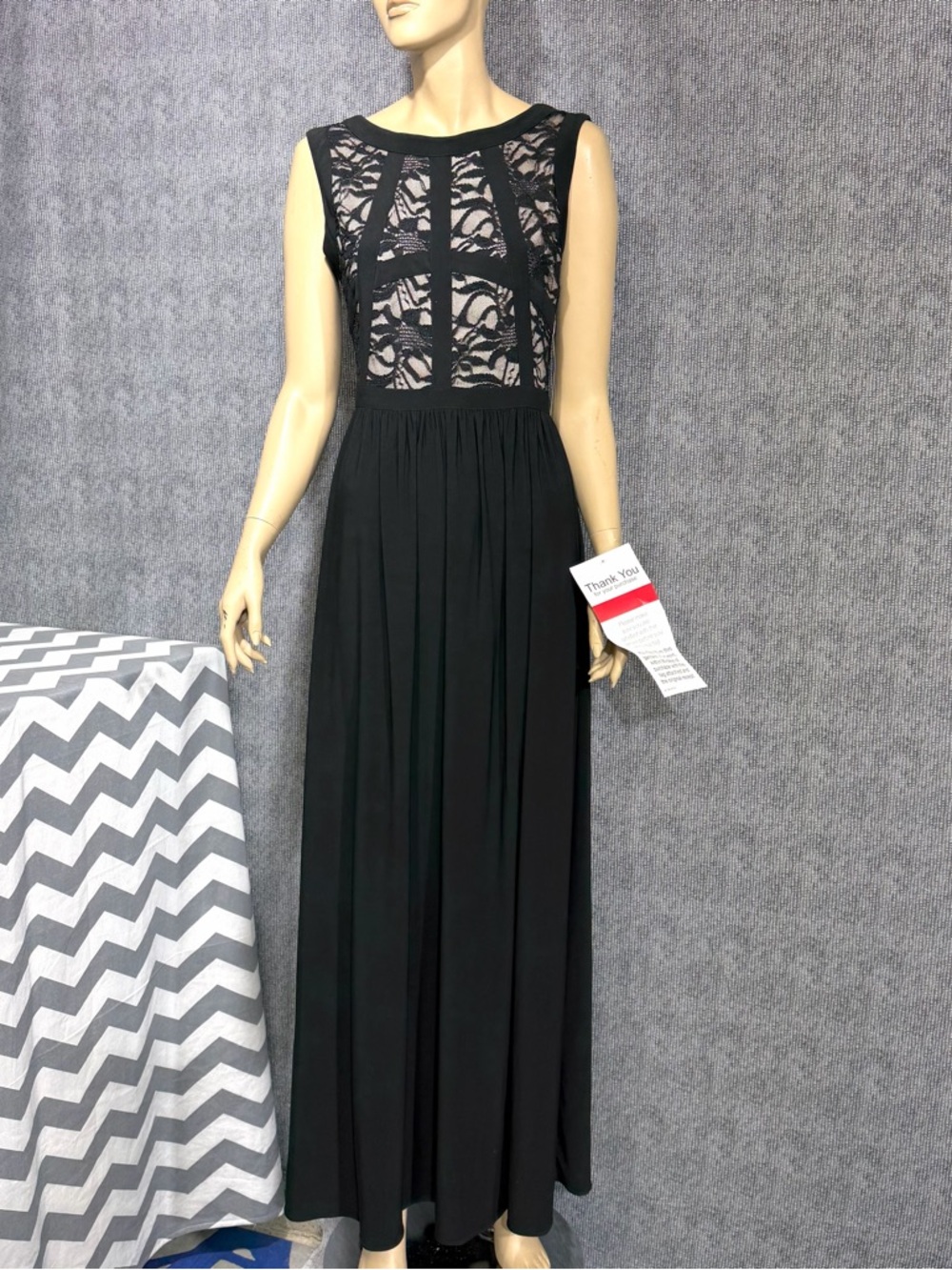 R&M Richards Black Lace Maxi Dress